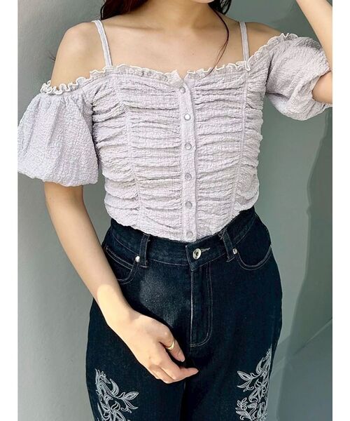 tシャツ ドロストギャザーコンパクトカットソー レディース