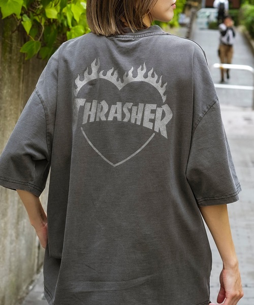 激レア THRASHER ファイヤーハートロゴ Tシャツ Mアッシュグレー 激レア THRASHER ファイヤーハートロゴ Tシャツ Mアッシュグレー