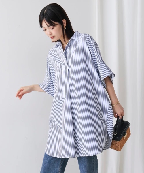 ブラウス シャツ テックコットンオーバーサイズチュニック レディース