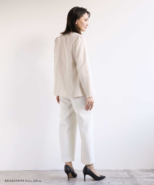 「WHITE JOOLA」 ノーカラージャケット L ベージュ レディース