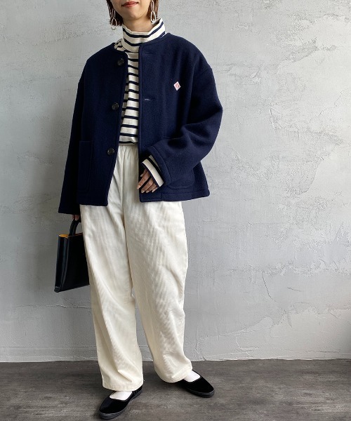 DANTON ノーカラージャケット サイズ38 Danton 「DANTON」 ノーカラージャケット 38 ネイビー