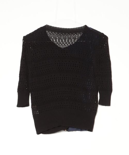 「TEVALT」 7分袖ニットカーディガン 38 ブラック レディース_画像2
