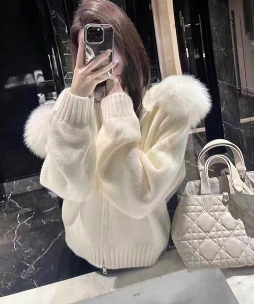 meJane（ミージェーン） パーカー 2WAYファー フードニットパーカー