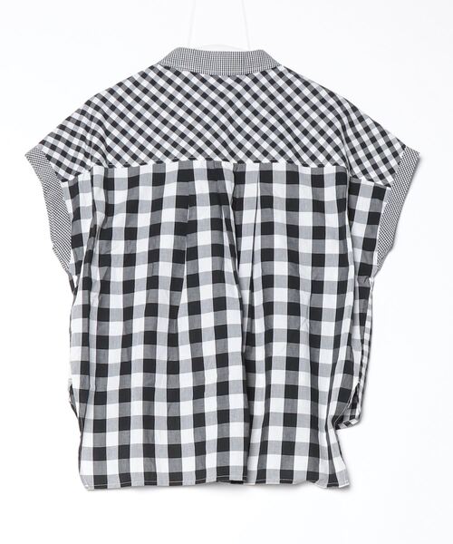 「BEAMS HEART」 チェック柄半袖シャツ - ブラック レディース_画像2