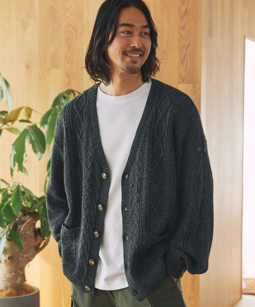 OBEY（オベイ） カーディガン モヘア起毛ドリップペイント柄