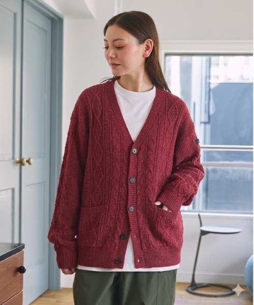 ケーブルニットカーディガン THE CRAFT CREW PRODUCTS カーディガン ウォッシャブル ケーブルニット