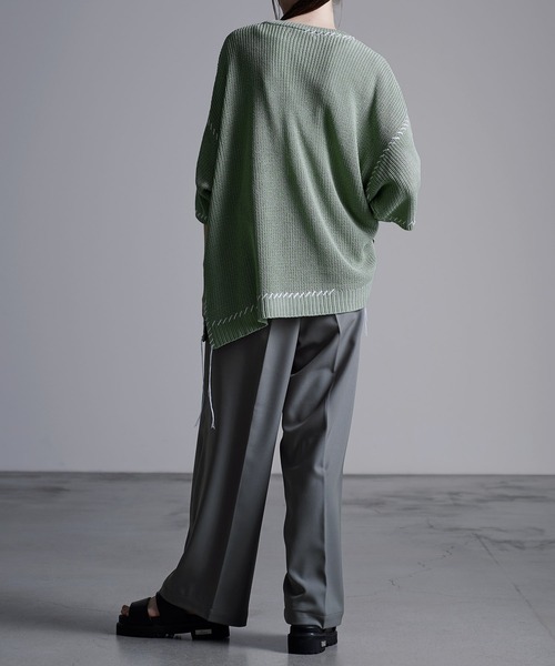 「Loose/ルース」 半袖ニット M ブラック メンズの画像3