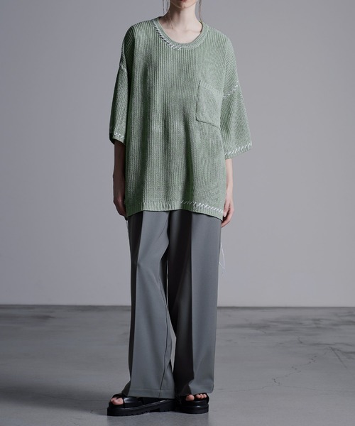 「Loose/ルース」 半袖ニット M ブラック メンズの画像6