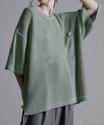 「Loose/ルース」 半袖ニット M ブラック メンズの画像7