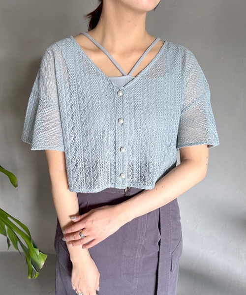 「mysty woman」 カーディガン FREE ライトブルー レディース_画像8