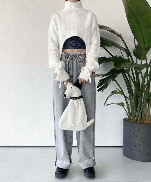 「musubore」 デニムパンツ FREE グレー レディース_画像7