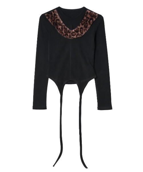 tinkerend（ティンカーエンド） tシャツ Leopard Fur Cutout Tops