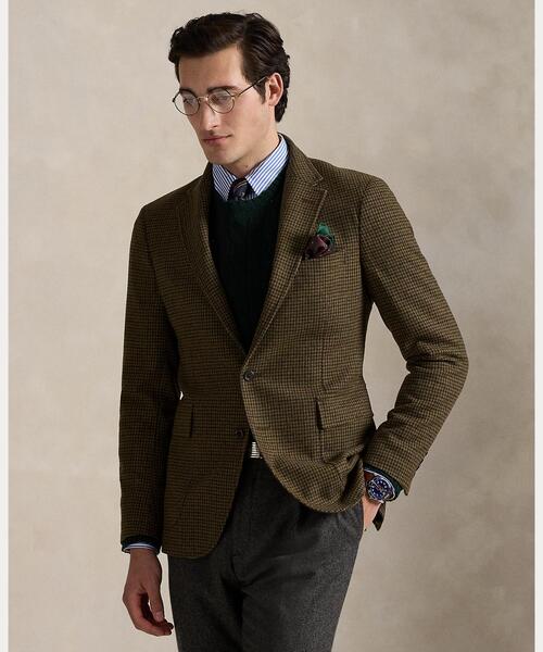 美品✨現行 ポロラルフローレン テーラードジャケット グレンチェック 麻100 美品✨現行 ポロラルフローレン テーラードジャケット グレンチェック