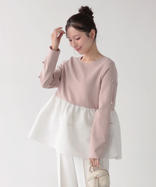Fit more（フィットモア） 袖リボンボリュームペプラムトップス