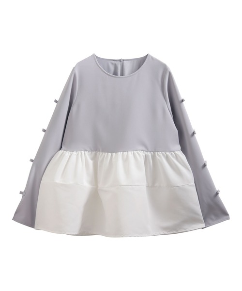 Fit more（フィットモア） 袖リボンボリュームペプラムトップス