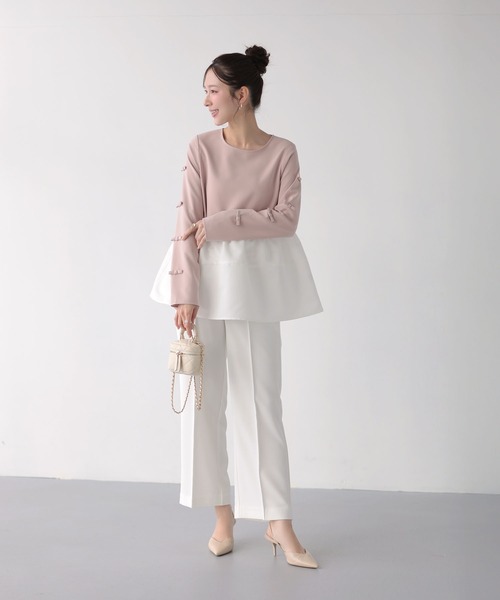 Fit more（フィットモア） 袖リボンボリュームペプラムトップス