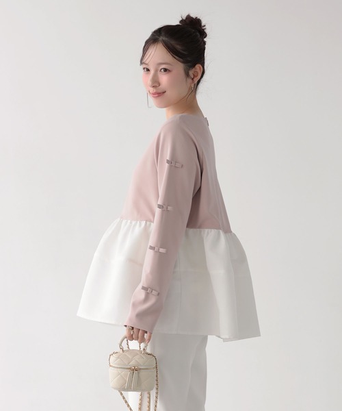 Fit more（フィットモア） 袖リボンボリュームペプラムトップス