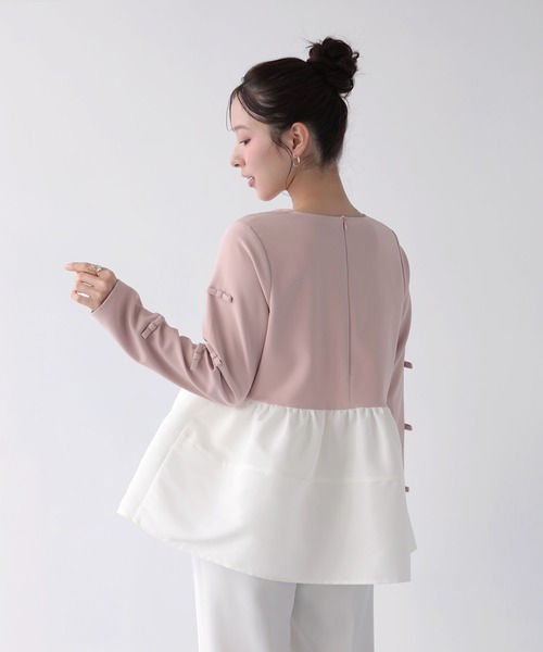 Fit more（フィットモア） 袖リボンボリュームペプラムトップス