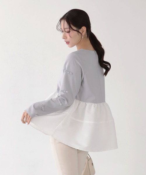 Fit more（フィットモア） 袖リボンボリュームペプラムトップス