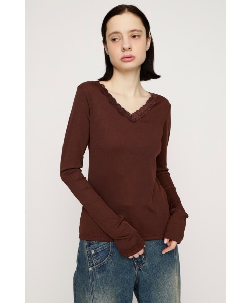 SLY（スライ） tシャツ LACE DOCKING CUT TOPS レースドッキングカット 