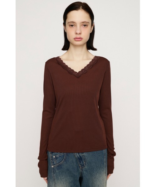 SLY（スライ） tシャツ LACE DOCKING CUT TOPS レースドッキングカット