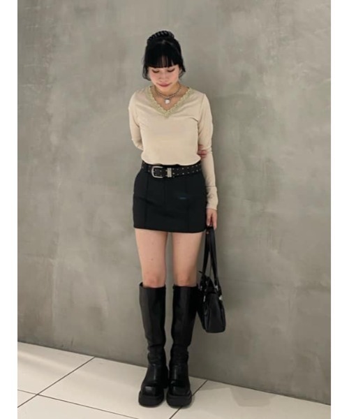 SLY（スライ） tシャツ LACE DOCKING CUT TOPS レースドッキングカット