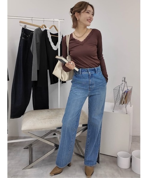 SLY（スライ） tシャツ LACE DOCKING CUT TOPS レースドッキングカット
