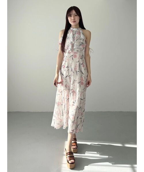 mercuryduo 花柄アメスリラッフルワンピース MERCURYDUO（マーキュリーデュオ） ワンピース 花柄アメスリラッフル