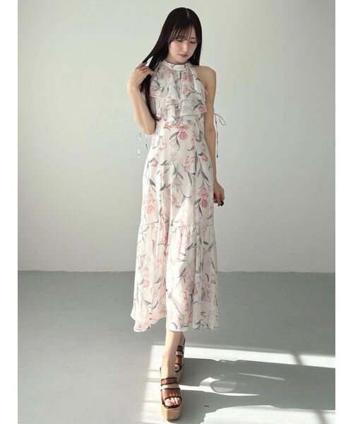 mercuryduo 花柄アメスリラッフルワンピース MERCURYDUO（マーキュリーデュオ） ワンピース 花柄アメスリラッフル