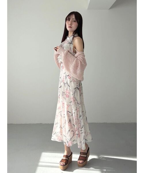 マーキュリーデュオ 花柄アメスリラッフルワンピース PNK M 美品 MERCURYDUO（マーキュリーデュオ） ワンピース 花柄アメスリラッフル