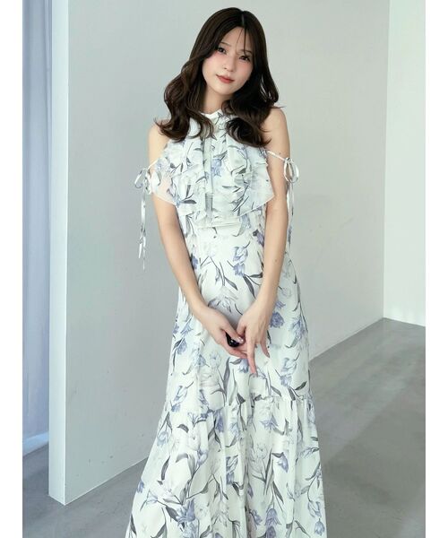 ワンピース 花柄アメスリラッフルワンピースの画像