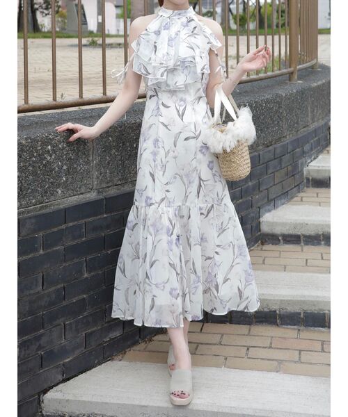 ワンピース 花柄アメスリラッフルワンピースの画像