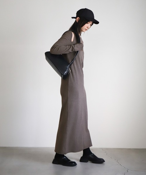 「select MOCA」 長袖ワンピース MEDIUM ブラック レディース_画像3