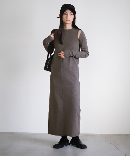 「select MOCA」 長袖ワンピース MEDIUM ブラック レディース_画像5