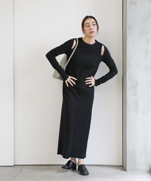 「select MOCA」 長袖ワンピース MEDIUM ブラック レディース_画像9