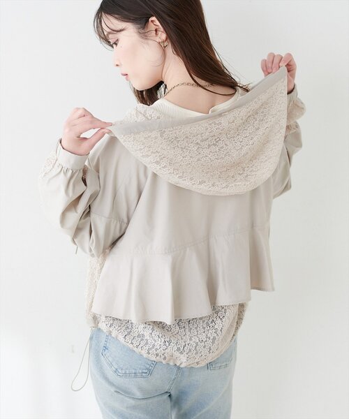 natural couture ブルゾン アウター レースコンビブルゾン レディース