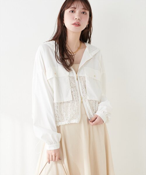 natural couture ブルゾン アウター レースコンビブルゾン レディース