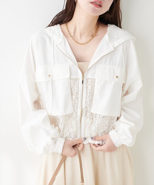 natural couture ブルゾン アウター レースコンビブルゾン レディース