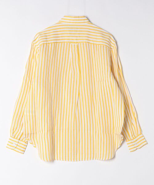 25SS✨ポロバイラルフローレン リネン100 ストライプシャツ イエロー M POLO RALPH LAUREN（ポロ・ラルフローレン） ブラウス シャツ オーバー