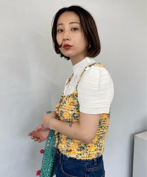 「SANSeLF」 半袖ニット FREE ミント レディース_画像2