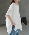 ブラウス シャツ 半袖 シワになりにくい ウエ...の詳細画像1