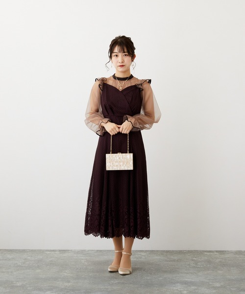 「Dorry Doll」 長袖ワンピース M グレイッシュブルー レディース_画像5