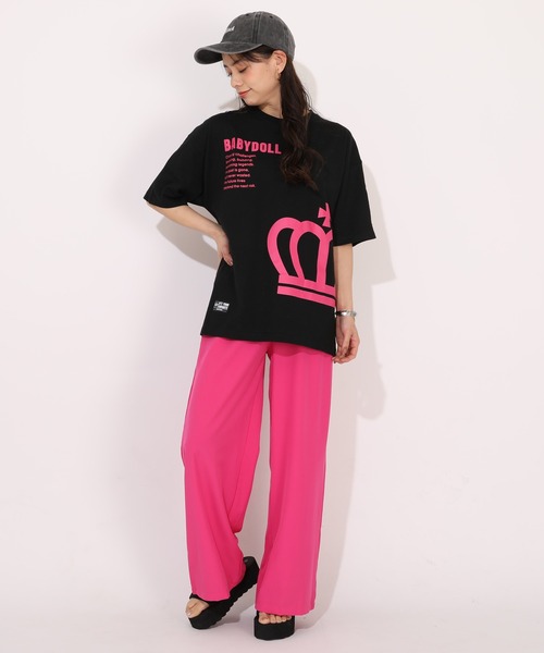 【完売品】ケイティ バニー ドール 半袖 Tシャツ ピンク ブラック 黒 BABYDOLL（ベビードール） tシャツ 半袖 親子お揃い ネオンバックロゴ