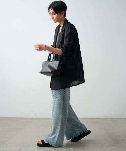リアムール ナイロンビジューワンピ Loungedress（ラウンジドレス） ワンピース メッシュビジュー