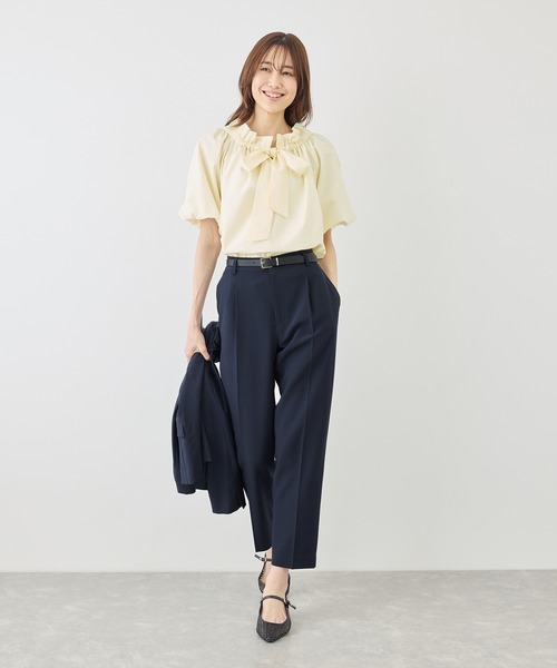 パンツ リネンライクシリーズ ドライタッチテーパードパンツ/UVカット・接触冷感・防シワ レディースの画像