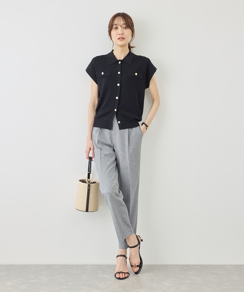 パンツ リネンライクシリーズ ドライタッチテーパードパンツ/UVカット・接触冷感・防シワ レディースの画像