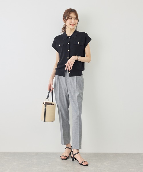 パンツ リネンライクシリーズ ドライタッチテーパードパンツ/UVカット・接触冷感・防シワ レディースの画像