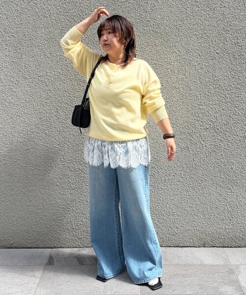 DISCOAT　ゆゆさん監修/理想を叶える♡欲張りライトオンスデニムワイドパンツ Discoat（ディスコート） パンツ 「＠yuyukekelife監修」欲張りライト