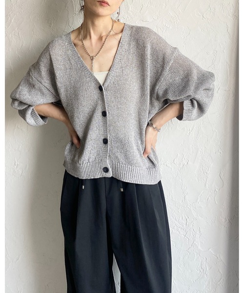 tricot COMME des GARÇONSリネンニットカーディガン　透かし She's Closet カーディガン 透かし編み コットンタッチ 深Vネック