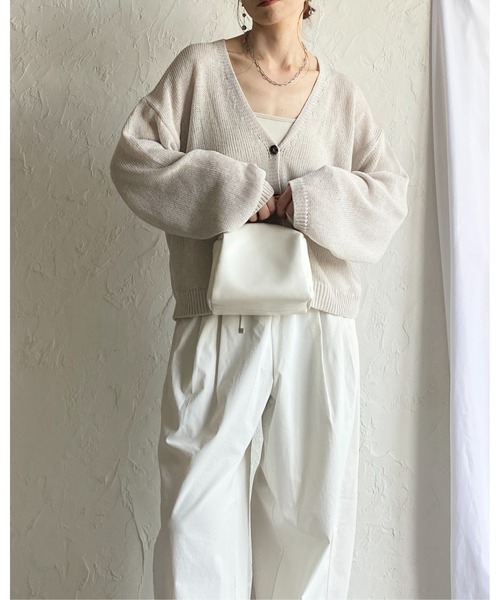 She's Closet カーディガン 透かし編み コットンタッチ 深Vネック